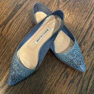 Manolo Blahnik laser cut leather ballerina flats